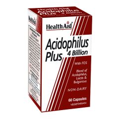 Health Aid Acidophilus Plus 4 Billion probiotics 60.veg.caps - Το Acidophilus Plus της HealthAid αποτελεί συνδυασμό 3 προβιοτικών στελεχών (Lactobacillus Acidophilus, Lactobacillus Bulgaricus, Bifidobacterium Lactis)