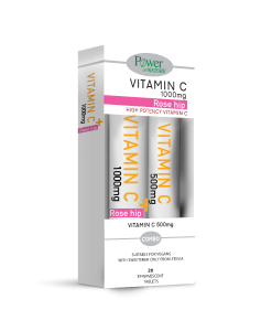 Power Health Vitamin C 1000mg Rose Hip 20.eff.tbs + 20 eff.tbs Vit.C 500mg - υψηλής ισχύος βιταμίνη  C σε συνδυασμό με εκχύλισμα αγριοτριανταφυλλιάς για την ενίσχυση του ανοσοποιητικού