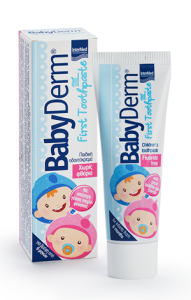 Intermed Babyderm First Toothpaste (Babygum flavor) 50ml - Μη φθοριούχος οδοντόκρεμα για την φροντίδα των πρώτων βρεφικών δοντιών