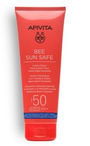 Apivita Bee Sun safe Hydra fresh face body milk SPF50 200ml - Moisturizing Refreshing Emulsion for Face & Body SPF50