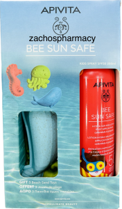 Apivita Bee Sun Safe Hydra Sun Kids Lotion SPF50 Spray 200ml with 3 games for the beach - Αντιηλιακή παιδική λοσιόν Με 3 Παιχνίδια Άμμου Παραλίας