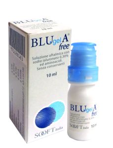 Fidia Farmaceutici Blugel A free eye drops 10ml - Sterile Lubricating Eye Solution with Sodium Hyaluronate 0.30% and Amino Acids