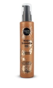 Organic Shop Body Shimmer Oil Caramel & Papaya 100ml - Body Oil for Shine, Caramel & Papaya