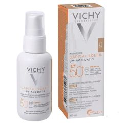 Vichy Capital Soleil UV-Age Daily Water Fluid with color SPF50+ 40ml - Facial anti-aging sunscreen with color