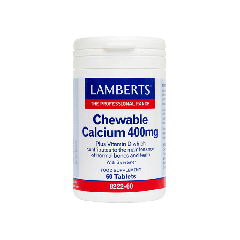 Lamberts Chewable Calcium 400mg 60.tbs - Μασώμενες ταμπλέτες ασβστίου με Βιταμίνη D και φρουκτooλιγοσακχαρίτες