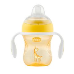 Chicco Transition Cup Yellow 4m+ 200ml - Ideal for the gradual and easy transition from breastfeeding or bottle to the first glass