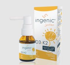Prime Biosciences Ingenic Junior D3+K2 oral spray 20ml - αποτελεί πηγή δύο απαραίτητων βιταμινών για τη σωστή και υγιή ανάπτυξη των παιδιών