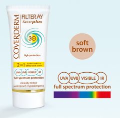 Coverderm Filteray Face Plus Normal 2in1 Tinted sunscreen/aft.sun cream 50ml - Ιδανική αντιηλιακή κρέμα προσώπου πόλης/θάλασσας
