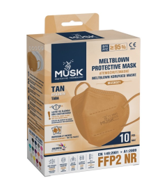 Musk Meltblown Protective mask FFP2 (KN95) Tan (1 box) 10.masks - Μάσκες προστασίας προσώπου τύπου KN95-FFP2 χρώμα Ταν