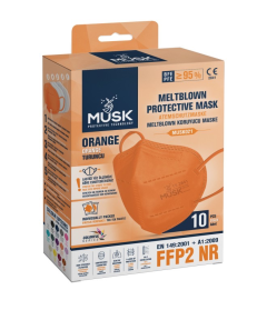 Musk Meltblown Protective mask FFP2 (KN95) Orange (1 box) 10.masks - Μάσκες προστασίας προσώπου τύπου KN95-FFP2 χρώμα πορτοκαλί