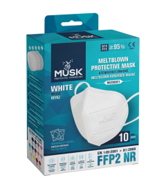 Musk Meltblown Protective mask FFP2 (KN95) White (1 box) 10.masks - Μάσκες προστασίας προσώπου τύπου KN95-FFP2 χρώμα άσπρο