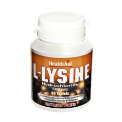 Health Aid L-Lysine 500mg 60.tbs - essential amino acid involved in the production of the body's structural proteins for healthy growth