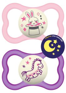 MAM Air Night Silicone Soother Pink 16+months 2.pcs - Air Night Silicone 16+ months - Flow Collection