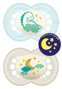 MAM Night Silicone Soother Blue 16+months 2.pcs - Night Σιλικόνης 16+ μηνών – Συλλογή Flow