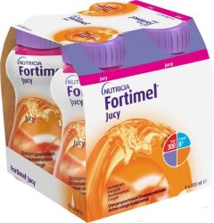 Nutricia Fortimel Jucy Orange flavour 4x200ml - Σε μορφή χυμού λειτουργεί συμπληρωματικά σε μια ισορροπημένη διατροφή για να καλύψει τις ανάγκες του οργανισμού