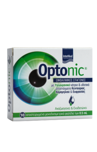 Intermed Optonic Eye drops 10x0.5ml - Οφθαλμικές σταγόνες για ενυδάτωση, λίπανση, επούλωση & ανακούφιση των οφθαλμών με υαλουρονικό οξύ
