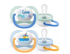 Philips Avent Ultra Air Happy Boys silicone soothers 2.pcs - A lightweight soother to let baby's skin breathe