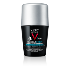 Vichy Homme (men's) Invisible Resist 72H Anti stains & Anti irritations 50ml - Men's Roll-On Deodorant Against Marks & Heavy Sweating