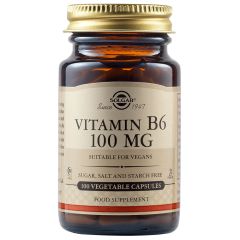 Solgar Vitamin B6 100mg 100.veg.caps - Η Βιταμίνη Β6 παίζει σημαντικό ρόλο σε πολλές βιολογικές λειτουργίες