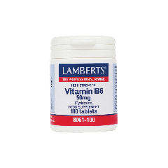 Lamberts Vitamin B6 (Pyridoxine) 50mg 100.tbs - Βιταμίνη B6 αποτελεί μια σημαντική υδατοδιαλυτή βιταμίνη του συμπλέγματος Β